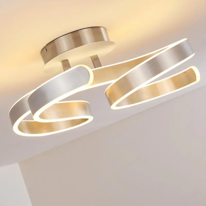 hofstein Plafonnier Chippewa LED Nickel mat, 1 lumière