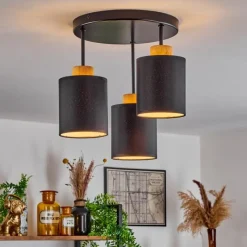 Lampes En Tissu-hofstein Plafonnier Chiuvi Chrome, Écru, Noir, Blanc, 3 lumières