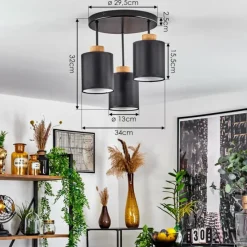 Lampes En Tissu-hofstein Plafonnier Chiuvi Chrome, Écru, Noir, Blanc, 3 lumières