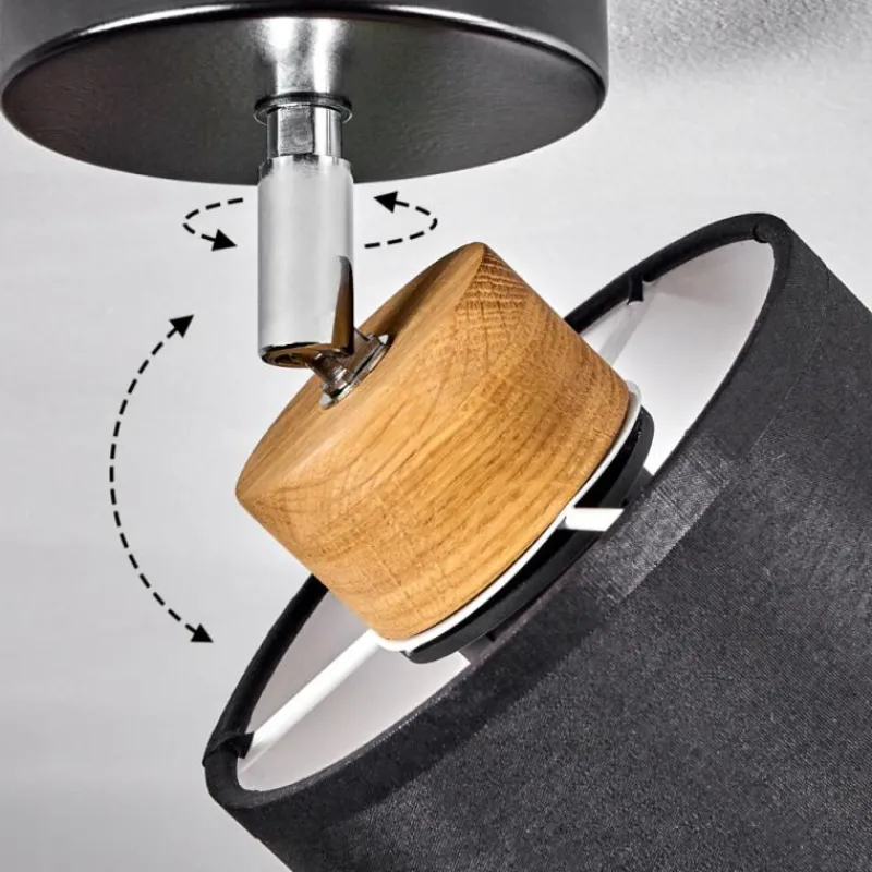 Lampes En Tissu-hofstein Plafonnier Chiuvi Chrome, Écru, Noir, Blanc, 1 lumière