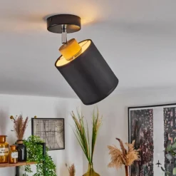 Lampes En Tissu-hofstein Plafonnier Chiuvi Chrome, Écru, Noir, Blanc, 1 lumière