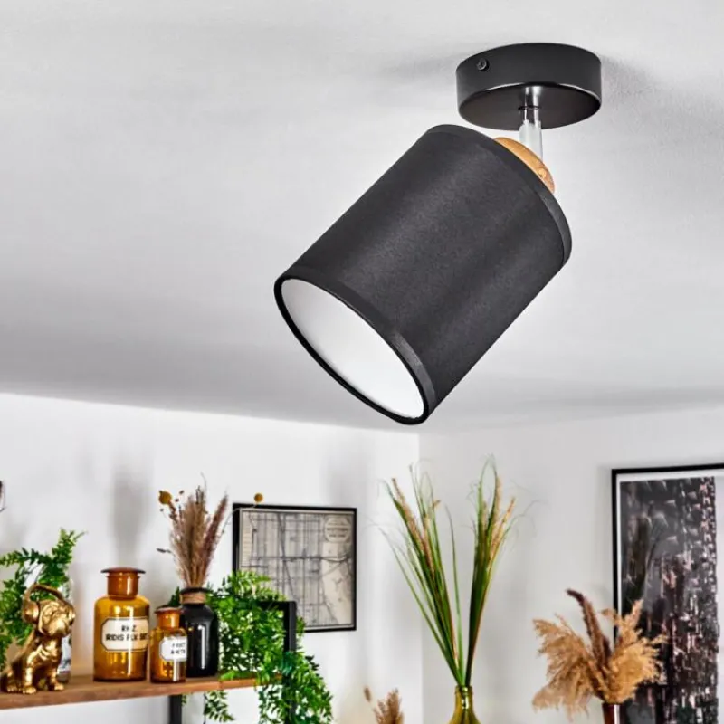 Lampes En Tissu-hofstein Plafonnier Chiuvi Chrome, Écru, Noir, Blanc, 1 lumière