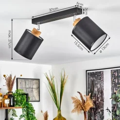 Lampes En Tissu-hofstein Plafonnier Chiuvi Chrome, Écru, Noir, Blanc, 2 lumières