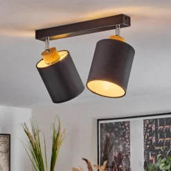 Lampes En Tissu-hofstein Plafonnier Chiuvi Chrome, Écru, Noir, Blanc, 2 lumières