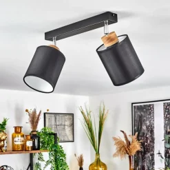 Lampes En Tissu-hofstein Plafonnier Chiuvi Chrome, Écru, Noir, Blanc, 2 lumières