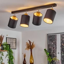 Lampes En Tissu-hofstein Plafonnier Chiuvi Chrome, Écru, Noir, Blanc, 4 lumières