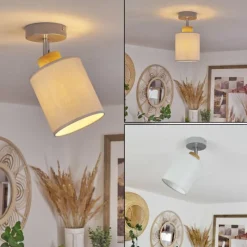 Lampes En Tissu-hofstein Plafonnier Chiuvi Chrome, Gris, Écru, 1 lumière