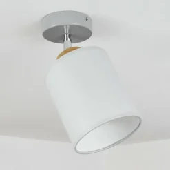 Lampes En Tissu-hofstein Plafonnier Chiuvi Chrome, Gris, Écru, 1 lumière