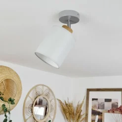 Lampes En Tissu-hofstein Plafonnier Chiuvi Chrome, Gris, Écru, 1 lumière