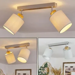 Lampes En Tissu-hofstein Plafonnier Chiuvi Écru, Argenté, 2 lumières