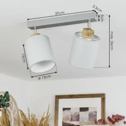 Lampes En Tissu-hofstein Plafonnier Chiuvi Écru, Argenté, 2 lumières