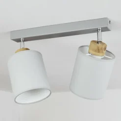 Lampes En Tissu-hofstein Plafonnier Chiuvi Écru, Argenté, 2 lumières