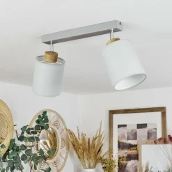 Lampes En Tissu-hofstein Plafonnier Chiuvi Écru, Argenté, 2 lumières