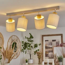 Lampes En Tissu-hofstein Plafonnier Chiuvi Écru, Argenté, 4 lumières