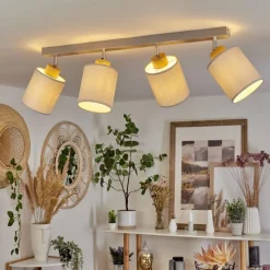 Lampes En Tissu-hofstein Plafonnier Chiuvi Écru, Argenté, 4 lumières