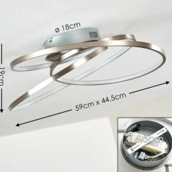 hofstein Plafonnier Chute LED Nickel mat, 1 lumière
