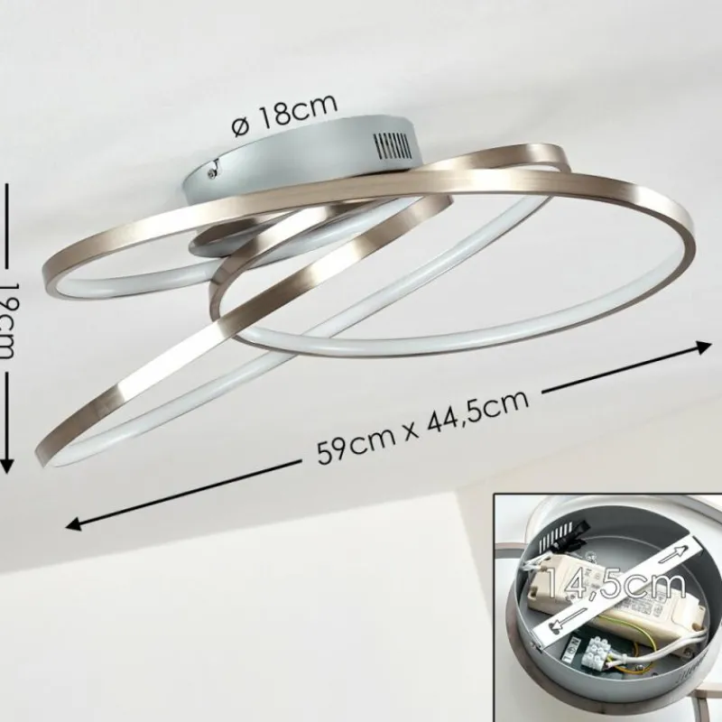 hofstein Plafonnier Chute LED Nickel mat, 1 lumière