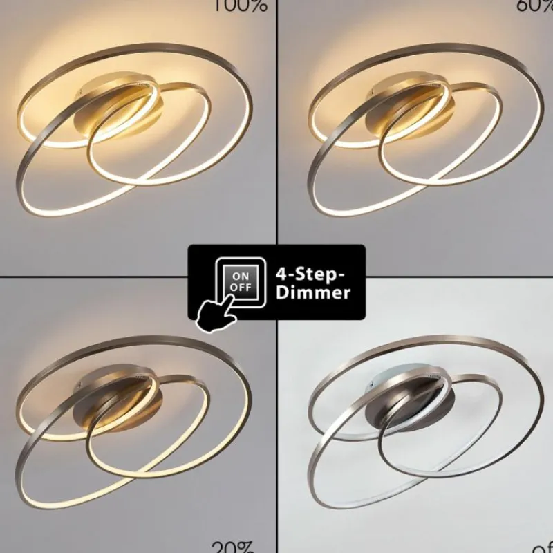 hofstein Plafonnier Chute LED Nickel mat, 1 lumière