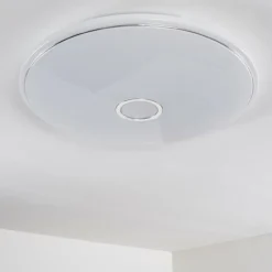 hofstein Plafonnier Cirque LED Chrome, 1 lumière, Télécommandes, Changeur de couleurs