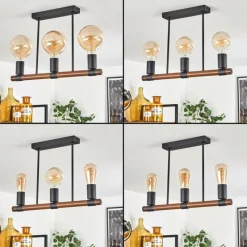 Lampes Industrielles-hofstein Plafonnier Clayhurst Noir, 3 lumières