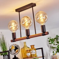 Lampes Industrielles-hofstein Plafonnier Clayhurst Noir, 3 lumières