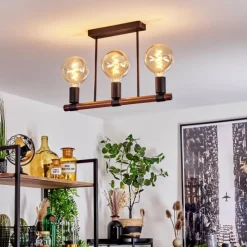 Lampes Industrielles-hofstein Plafonnier Clayhurst Noir, 3 lumières