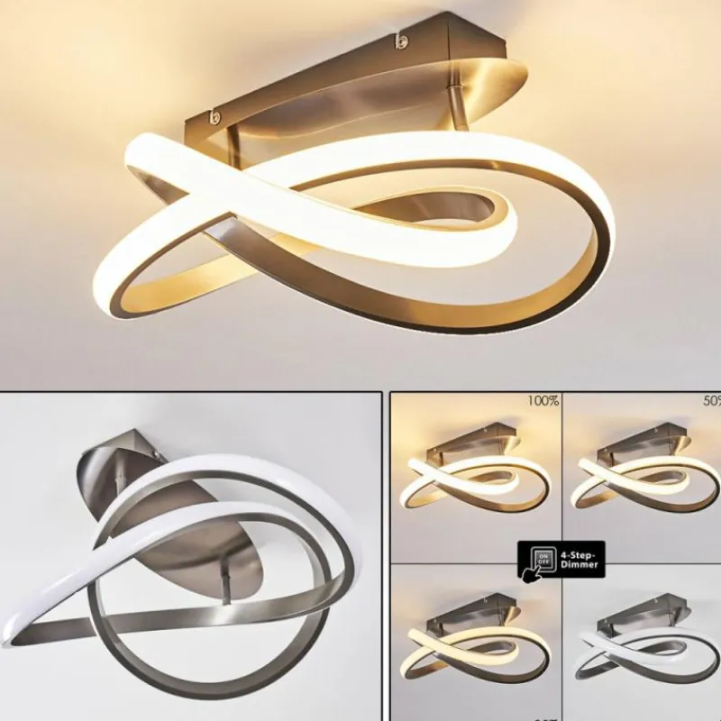 hofstein Plafonnier Cochato LED Nickel mat, 1 lumière