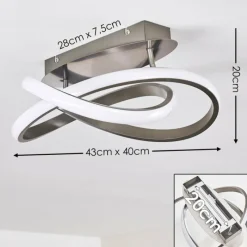 hofstein Plafonnier Cochato LED Nickel mat, 1 lumière