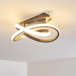 hofstein Plafonnier Cochato LED Nickel mat, 1 lumière