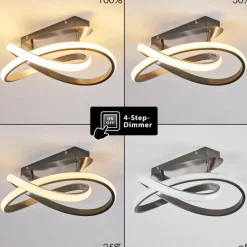 hofstein Plafonnier Cochato LED Nickel mat, 1 lumière