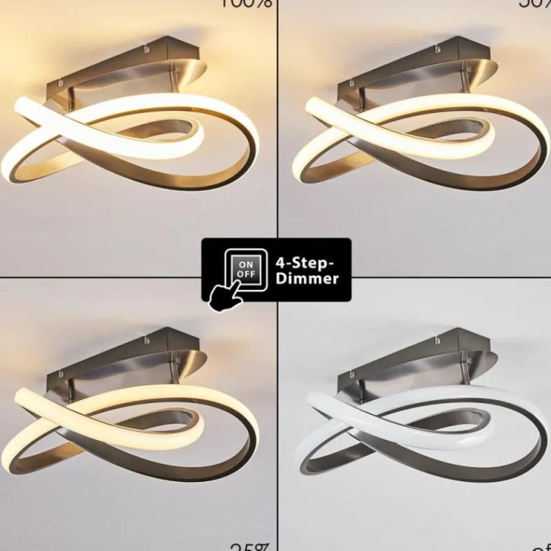 hofstein Plafonnier Cochato LED Nickel mat, 1 lumière