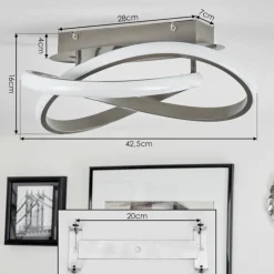 hofstein Plafonnier Cochato LED Nickel mat, 1 lumière