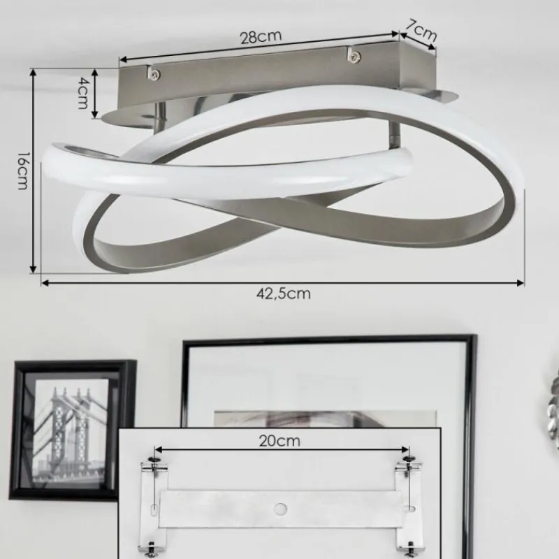 hofstein Plafonnier Cochato LED Nickel mat, 1 lumière