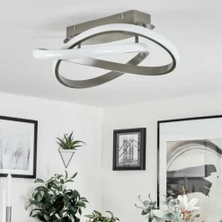 hofstein Plafonnier Cochato LED Nickel mat, 1 lumière