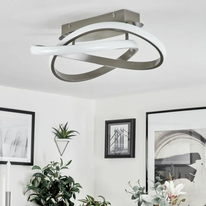 hofstein Plafonnier Cochato LED Nickel mat, 1 lumière