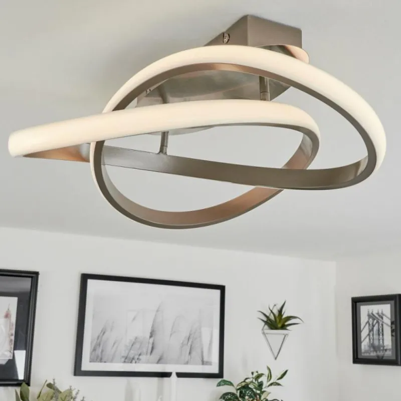 hofstein Plafonnier Cochato LED Nickel mat, 1 lumière