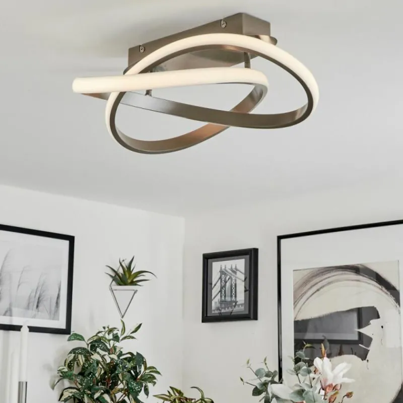 hofstein Plafonnier Cochato LED Nickel mat, 1 lumière