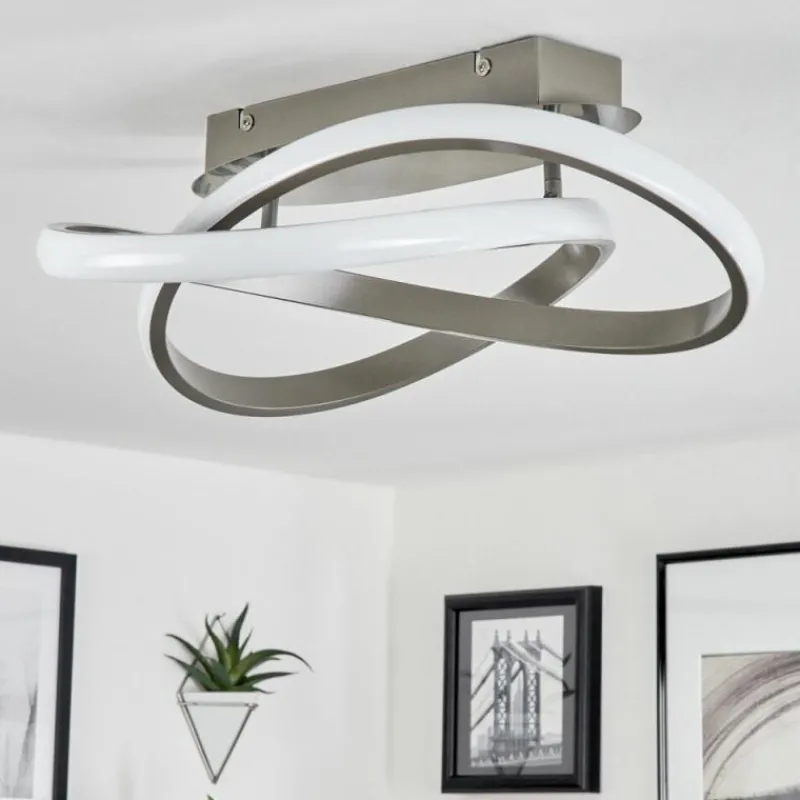 hofstein Plafonnier Cochato LED Nickel mat, 1 lumière