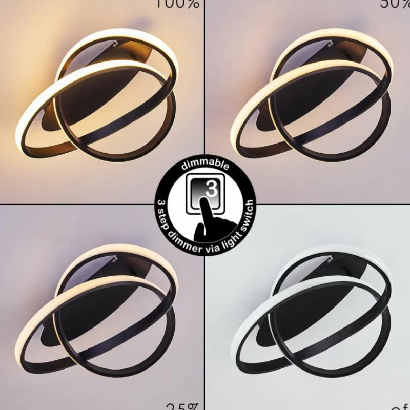 hofstein Plafonnier Cochato LED Noir, Blanc, 2 lumières