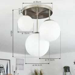 hofstein Plafonnier Cochuna Nickel mat, 3 lumières