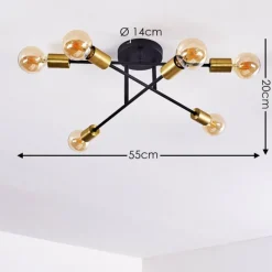 Lampes Dorées-hofstein Plafonnier Coppet Noir doré, 6 lumières