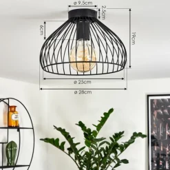 Lampes Vintages & Rétros-hofstein Plafonnier Corcovado Noir, 1 lumière