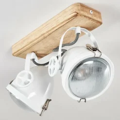 Lampes Vintages & Rétros-hofstein Plafonnier Coruna Bois clair, Blanc, 2 lumières