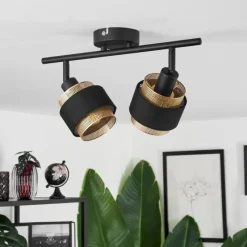 Lampes En Tissu-hofstein Plafonnier Cottard Noir, 2 lumières