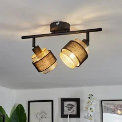 Lampes En Tissu-hofstein Plafonnier Cottard Noir, 2 lumières