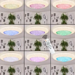 hofstein Plafonnier Cresta LED Blanc, 2 lumières, Changeur de couleurs