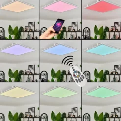 hofstein Plafonnier Crum LED Blanc, 1 lumière, Télécommandes