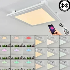 hofstein Plafonnier Crum LED Blanc, 1 lumière, Télécommandes