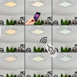 hofstein Plafonnier Crum LED Blanc, 1 lumière, Télécommandes