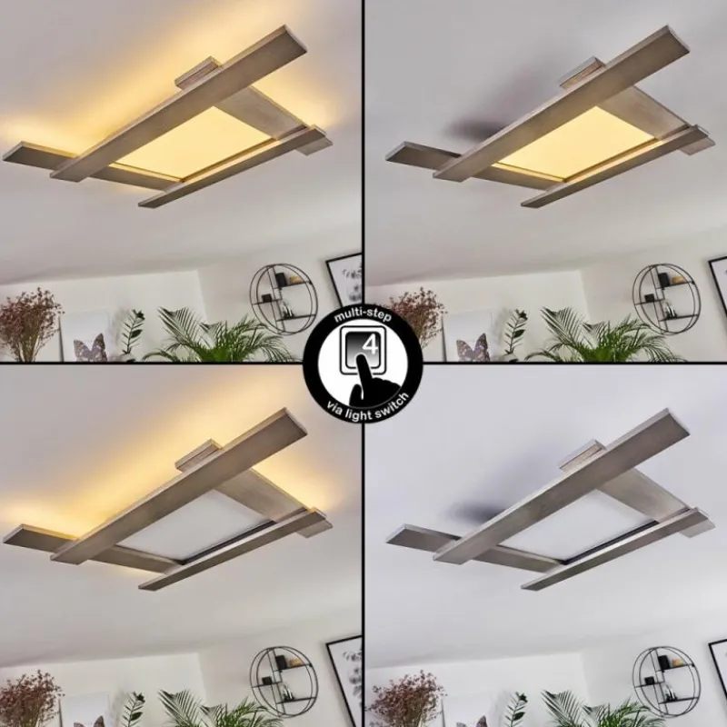 hofstein Plafonnier Cuchara LED Nickel mat, 1 lumière